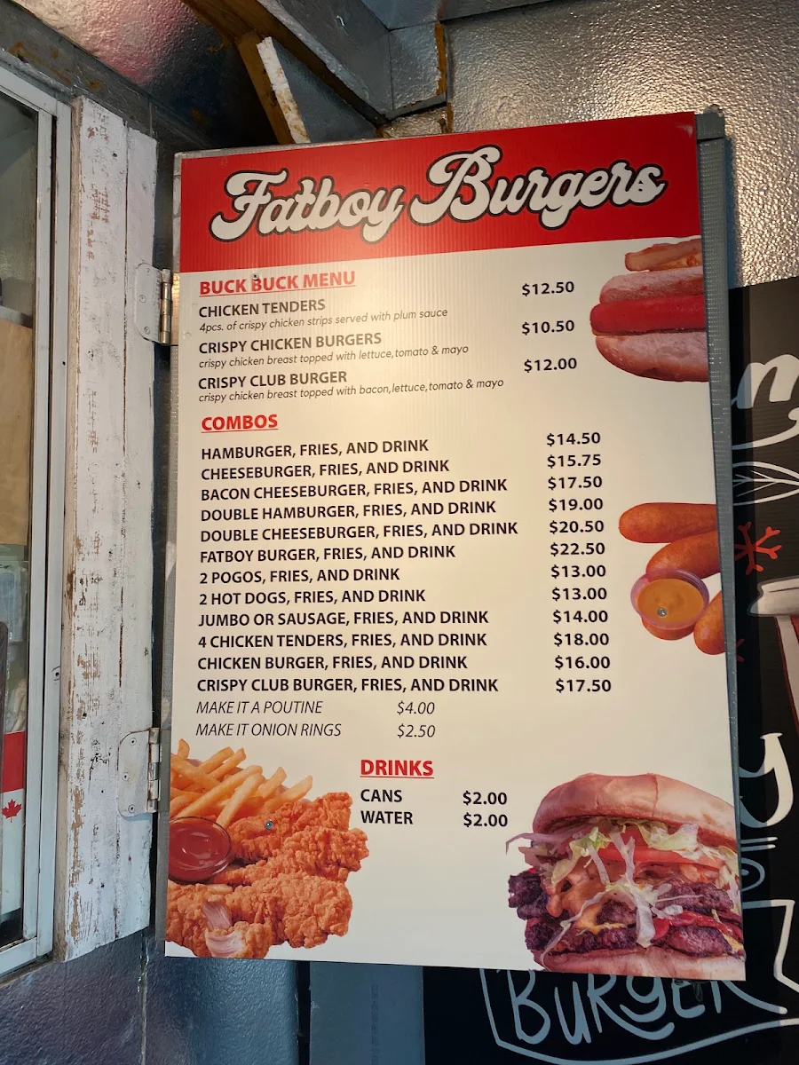 Menu, Fatboy Burgers