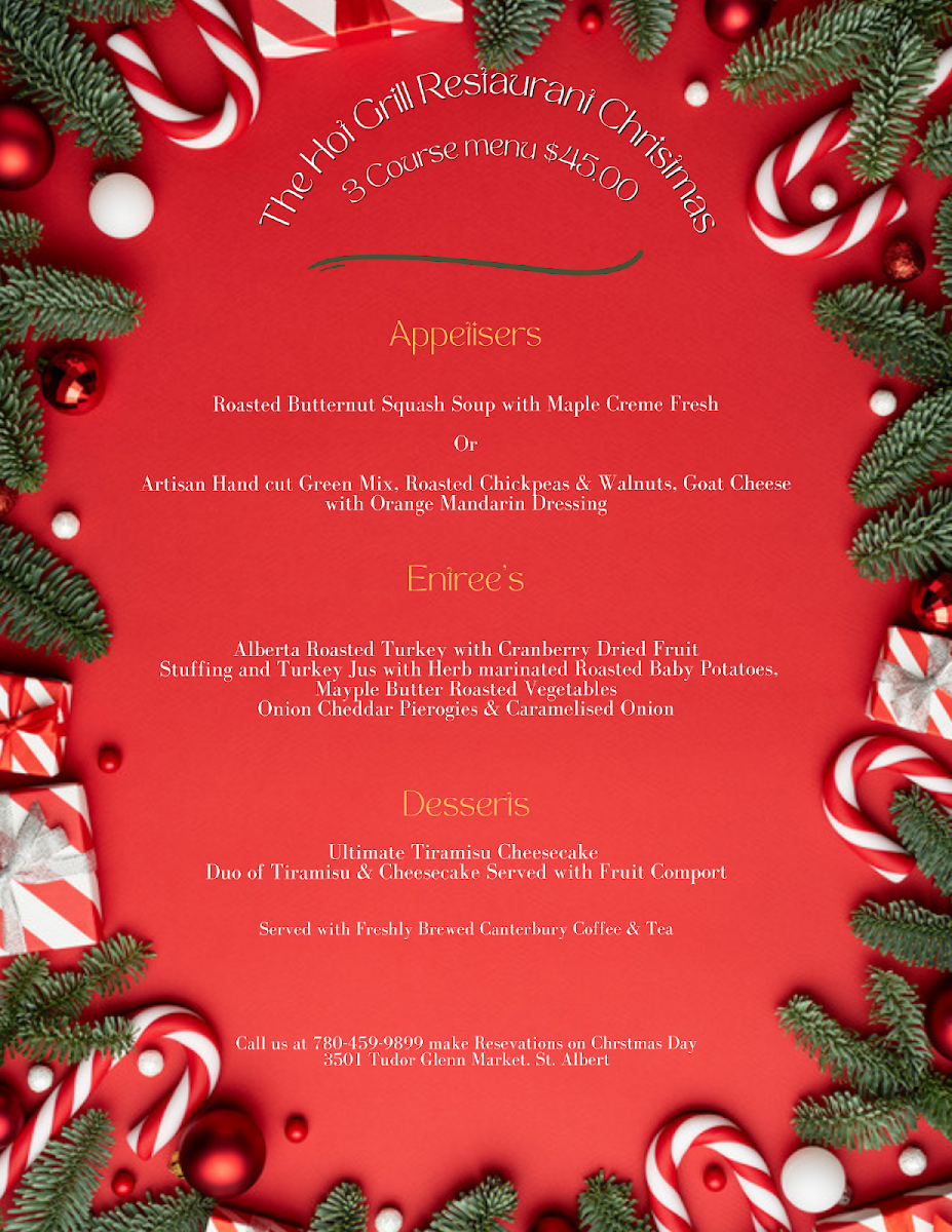 Menu, The Hot Grill