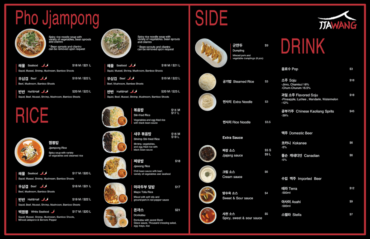 Menu, Jjawang