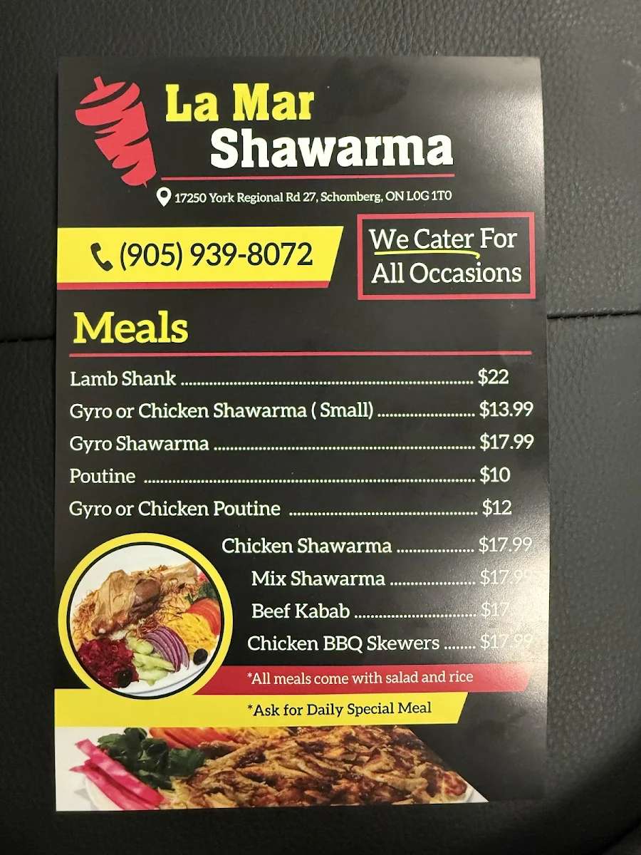 Menu, La Mar shawarma