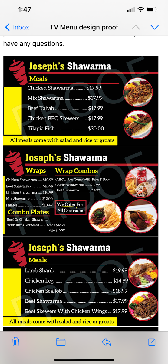 Menu, La Mar shawarma