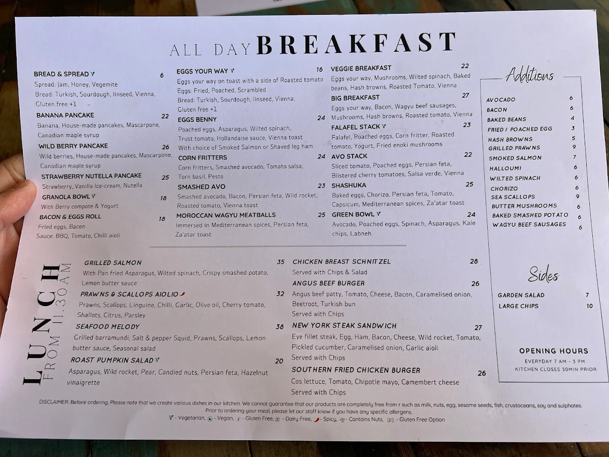 Menu, Pool Coffee Eatery