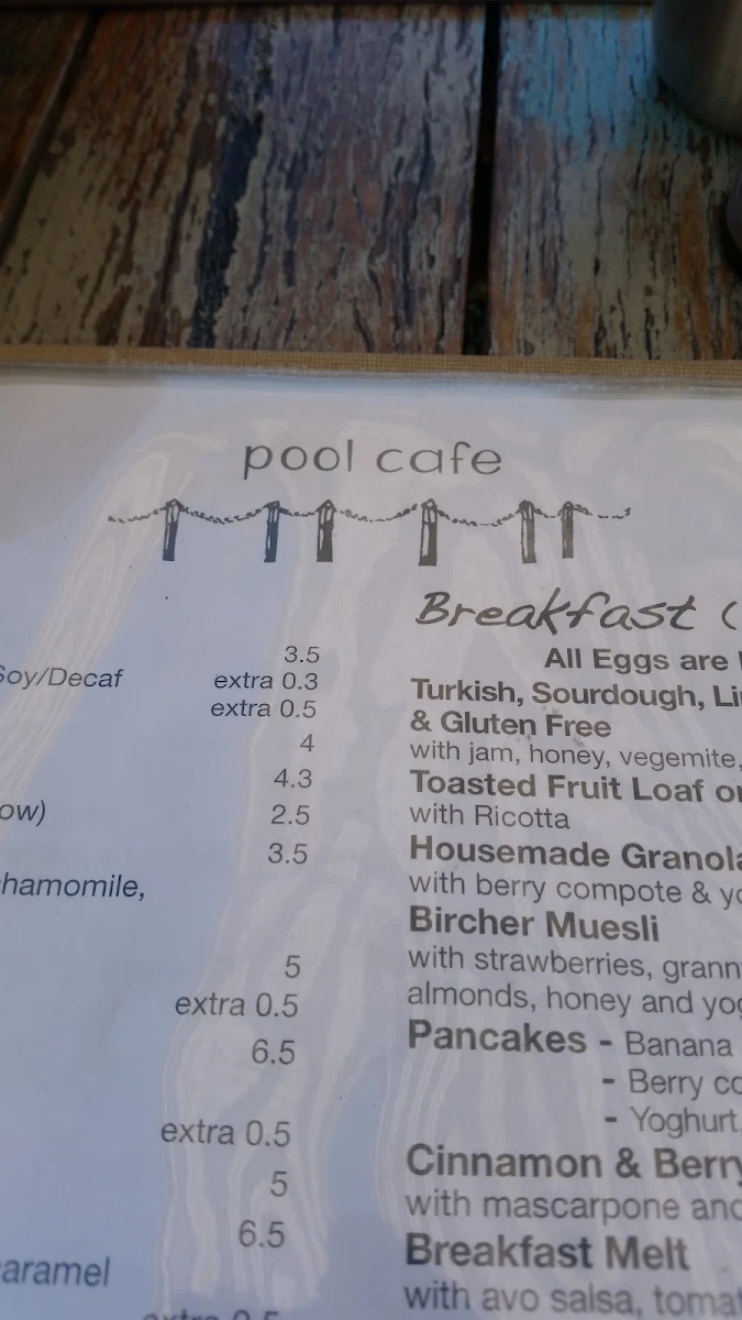 Menu, Pool Coffee Eatery
