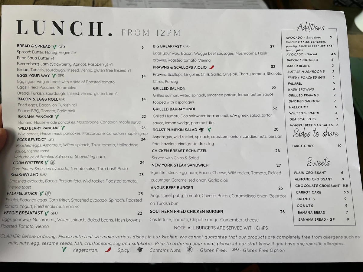 Menu, Pool Coffee Eatery