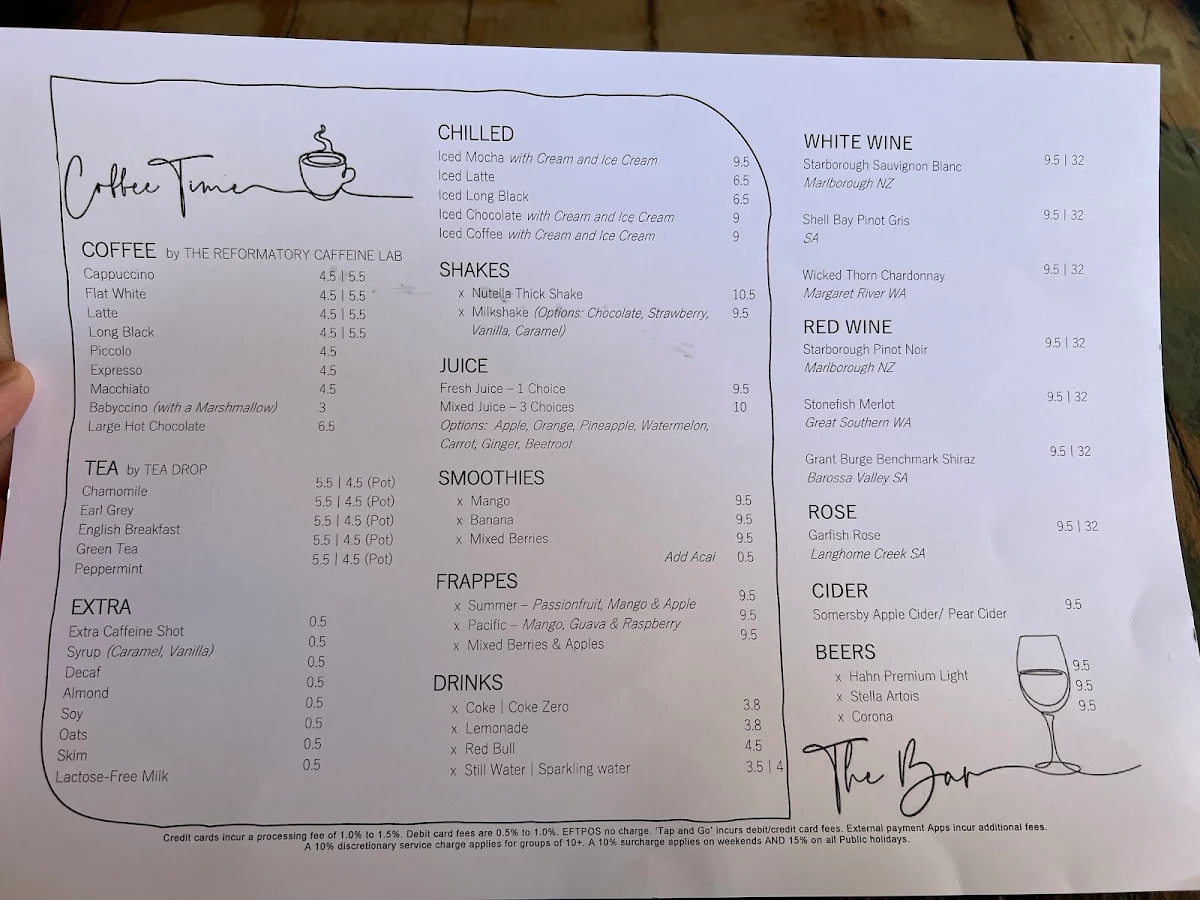 Menu, Pool Coffee Eatery