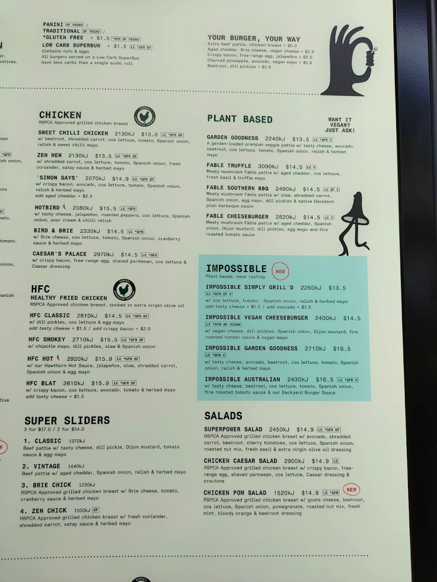 Menu, Grill'd Burgers - Logan Hyperdome