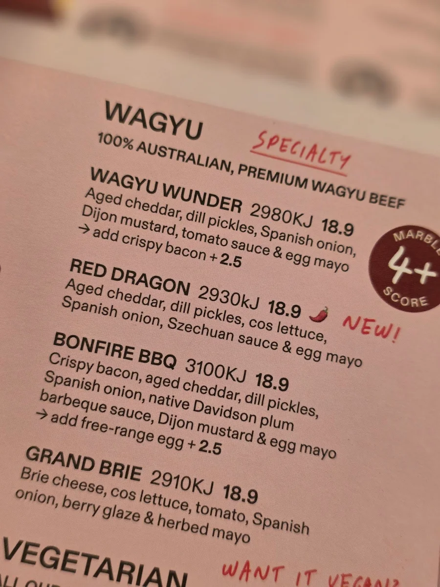 Menu, Grill'd Burgers - Logan Hyperdome