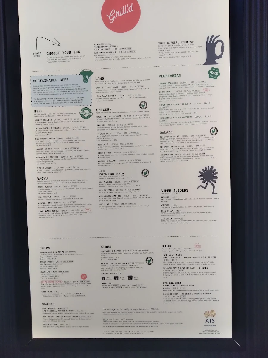 Menu, Grill'd Burgers - Logan Hyperdome