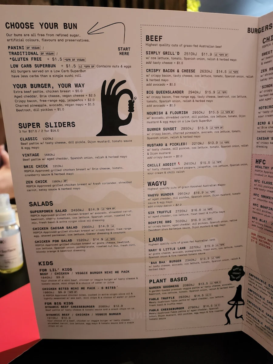 Menu, Grill'd Burgers - Logan Hyperdome