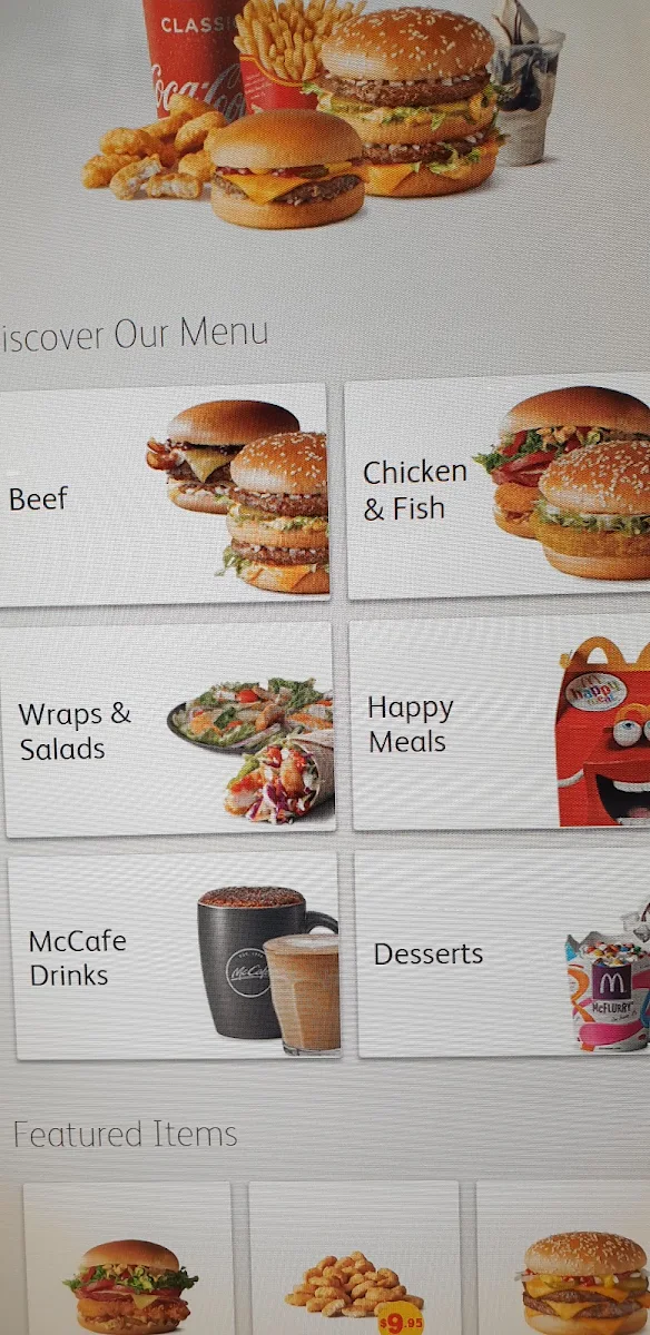 Menu, McDonald's Collingwood