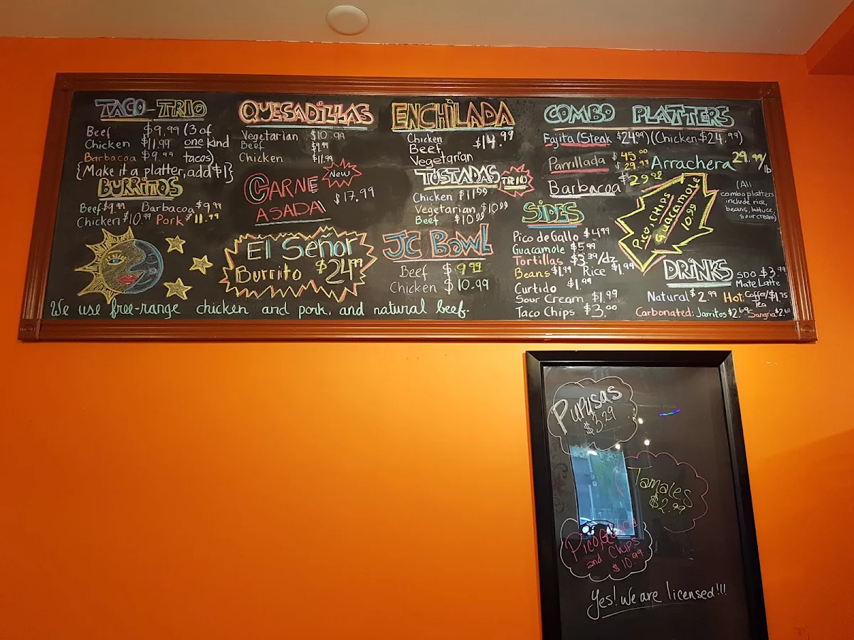 Menu, JC's Tacos and More