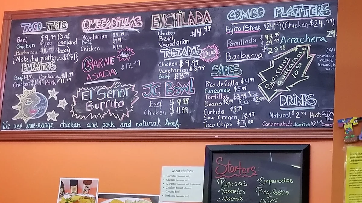 Menu, JC's Tacos and More