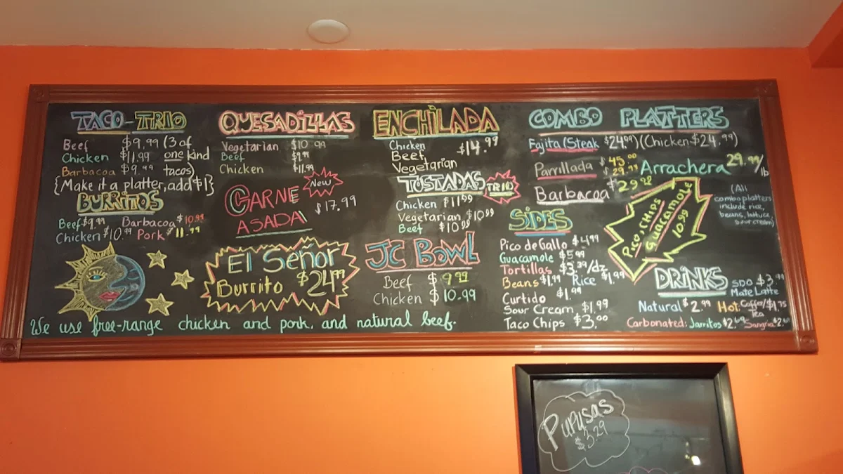 Menu, JC's Tacos and More