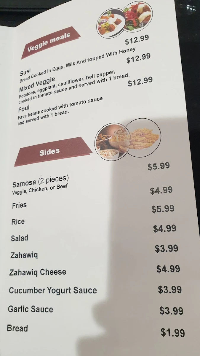 Menu, HOUSE OF MANDI