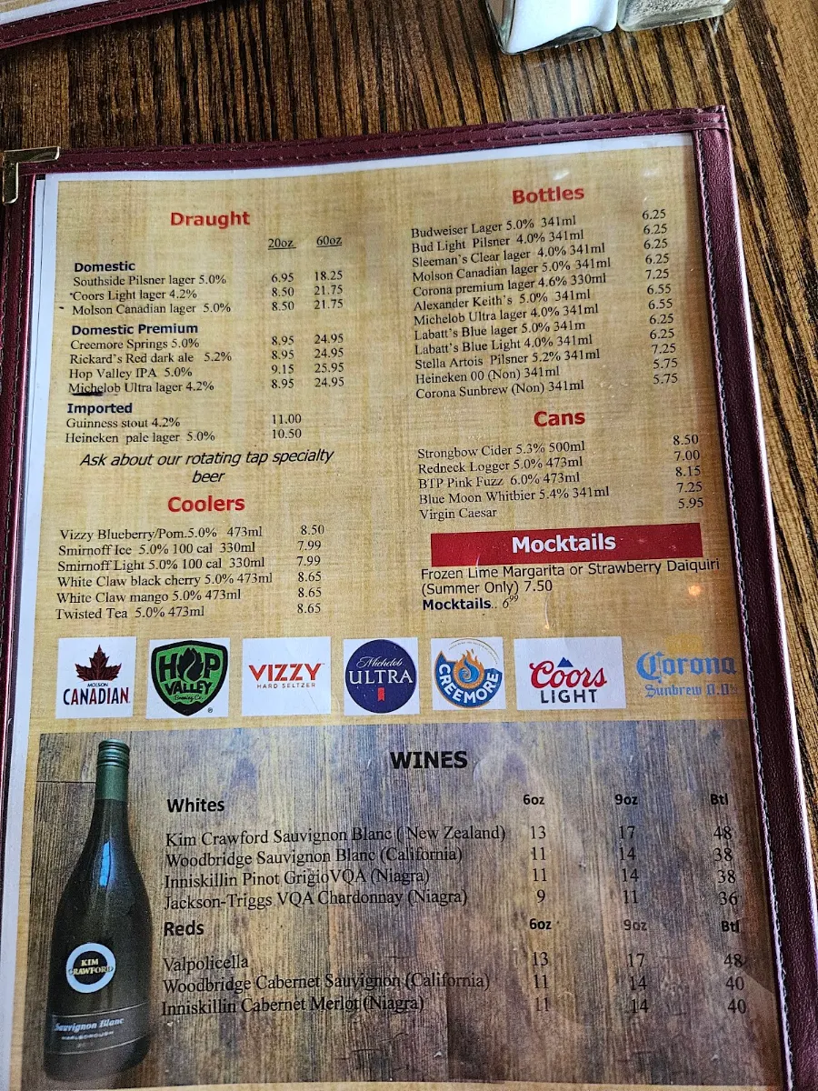 Menu, Southside Tap and Grill