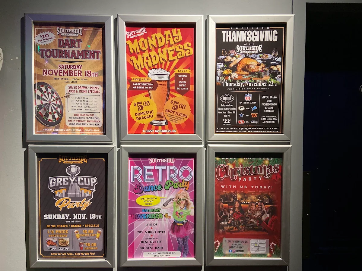 Menu, Southside Tap and Grill