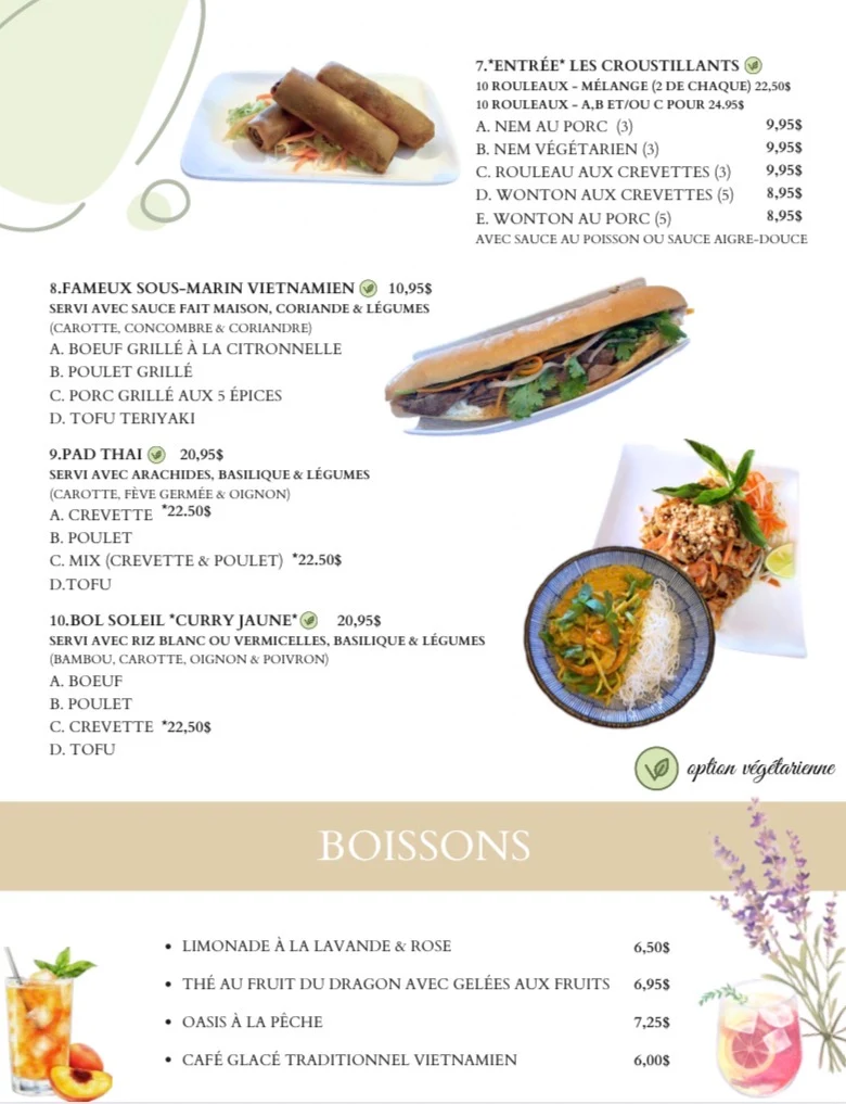 Menu, Vic & CO Cuisine Viêt