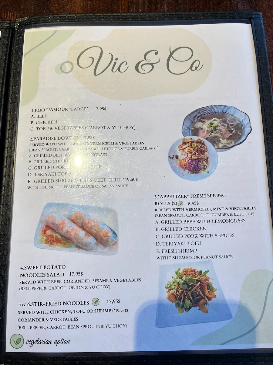 Menu, Vic & CO Cuisine Viêt