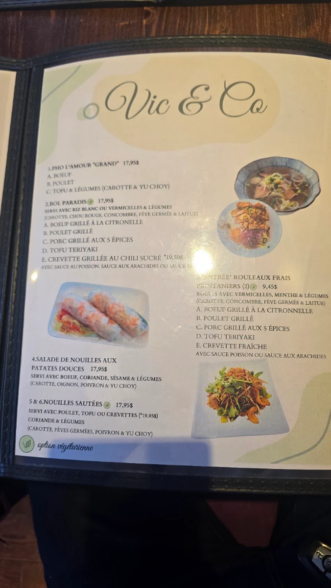 Menu, Vic & CO Cuisine Viêt