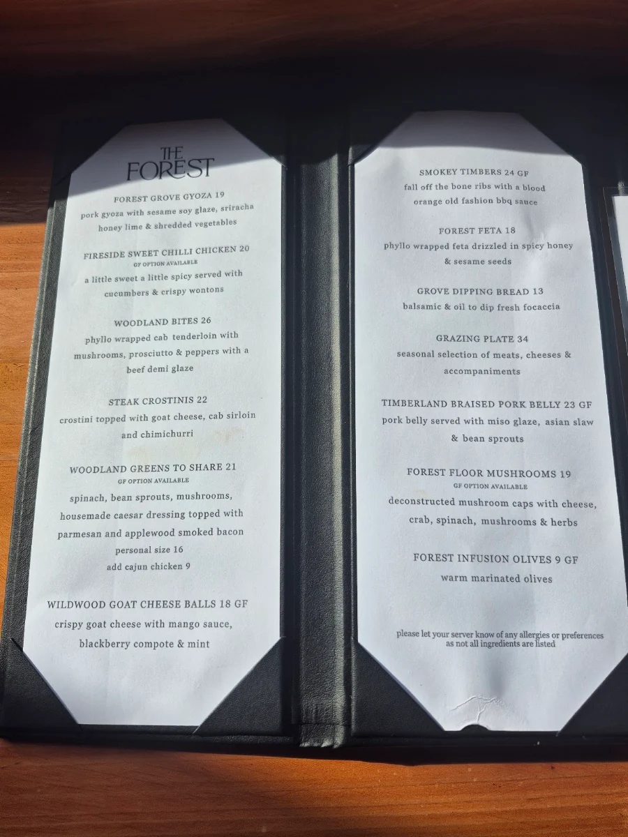 Menu, The Forest
