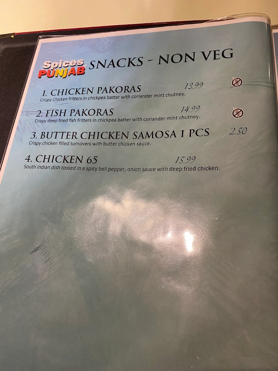 Menu, Spices Of Punjab