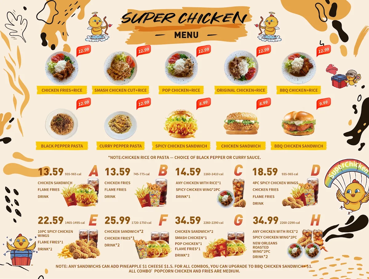 Menu, Super Chicken