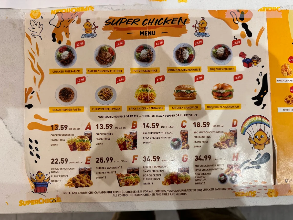 Menu, Super Chicken