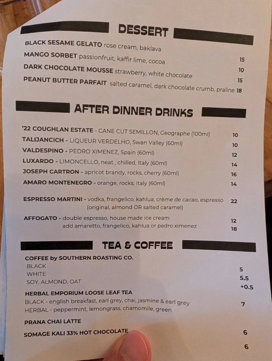 Menu, Market Eating House