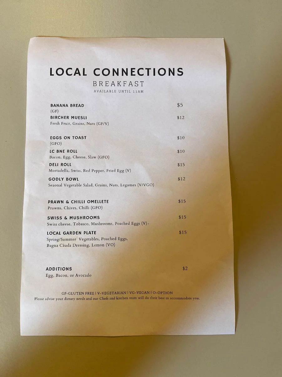 Menu, Local Connections