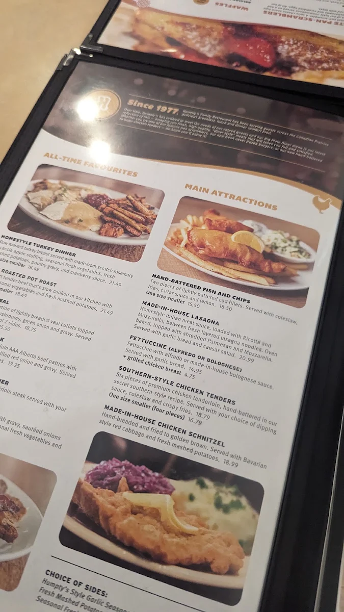 Menu, Humpty's Big Plate Diner - Yorkton