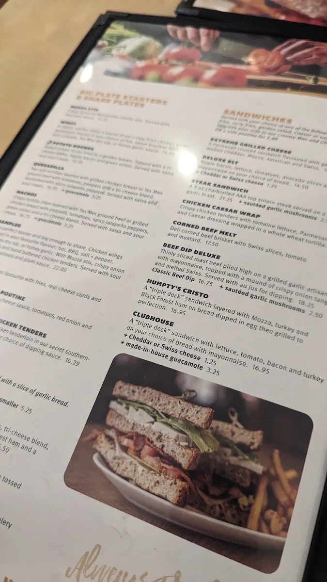 Menu, Humpty's Big Plate Diner - Yorkton