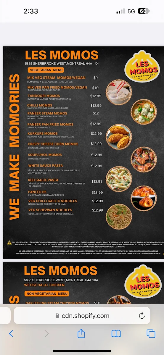 Menu, Les Momos