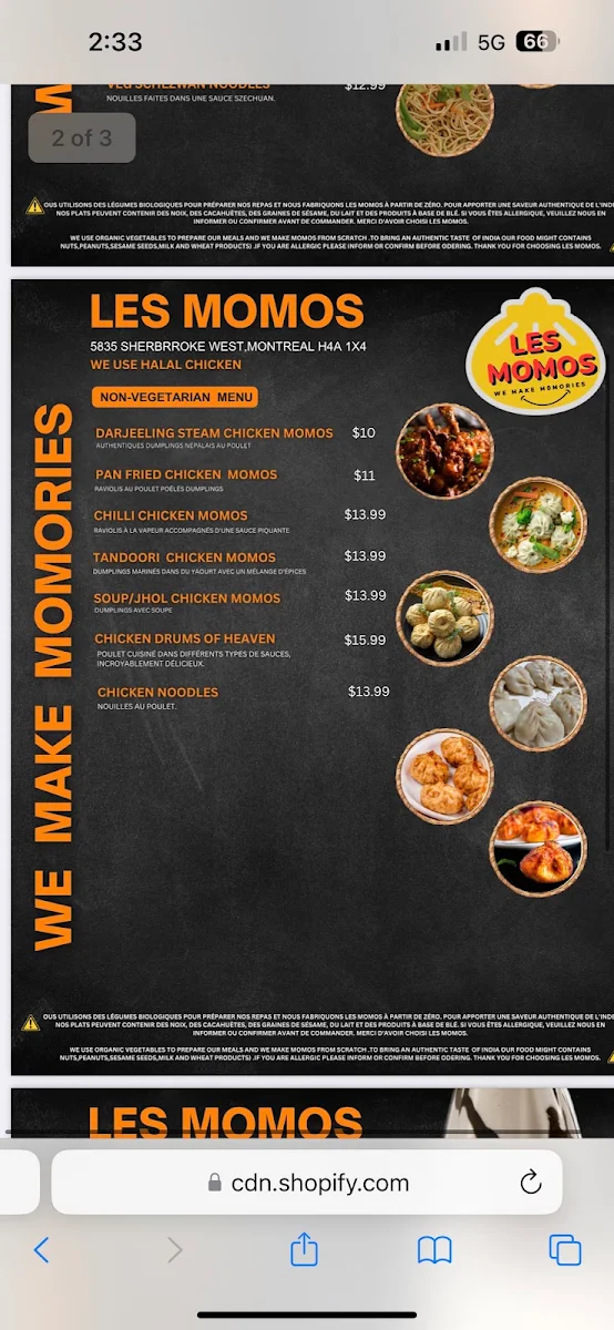 Menu, Les Momos