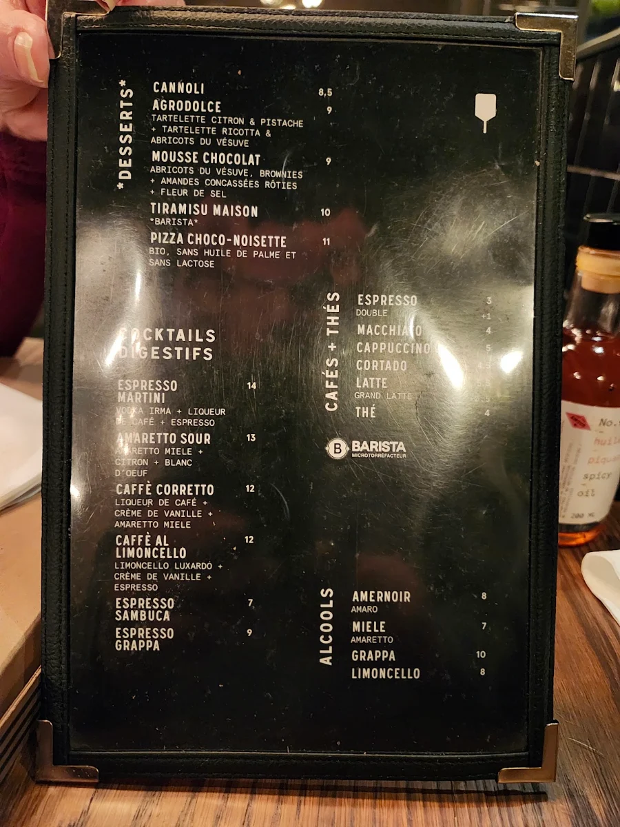 Menu, Pizzéria NO.900