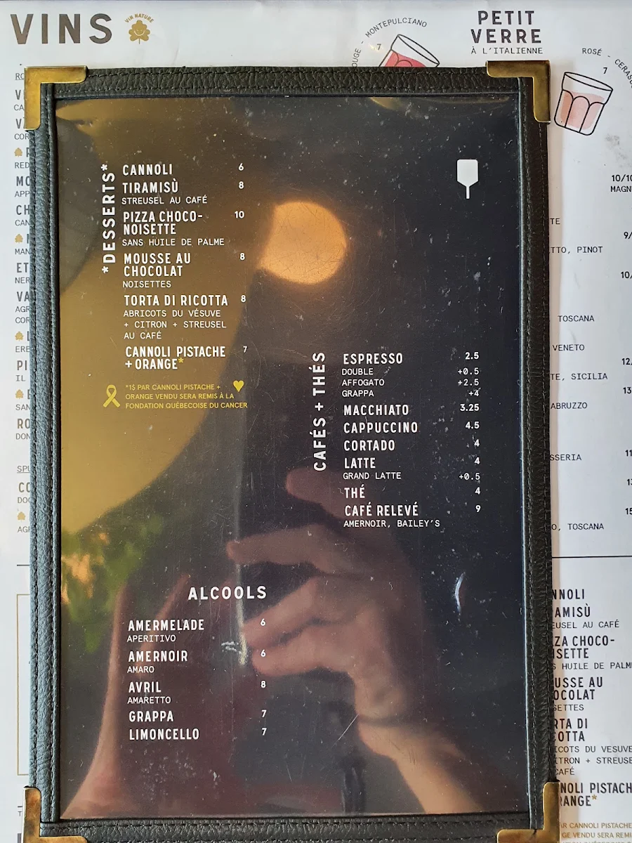 Menu, Pizzéria NO.900