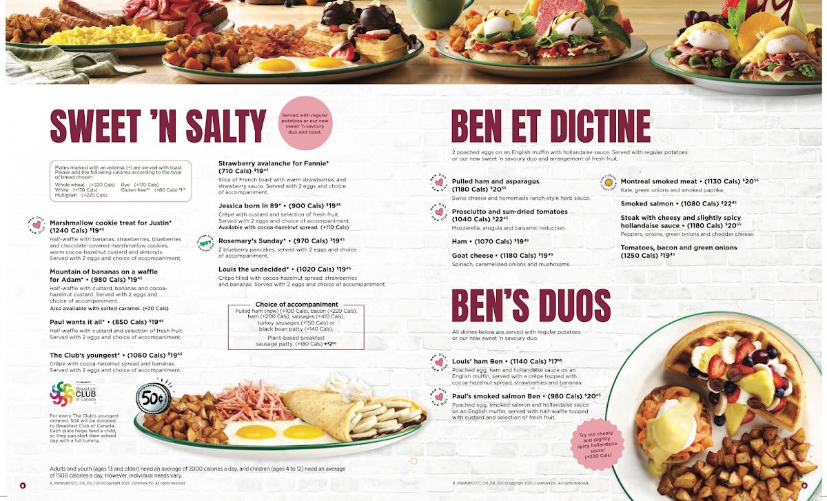Menu, Cora Breakfast and Lunch