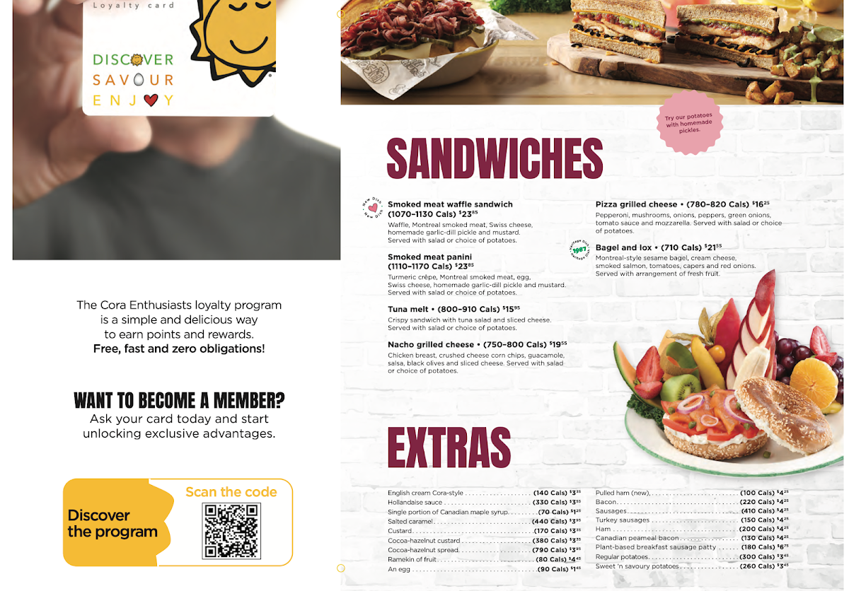 Menu, Cora Breakfast and Lunch
