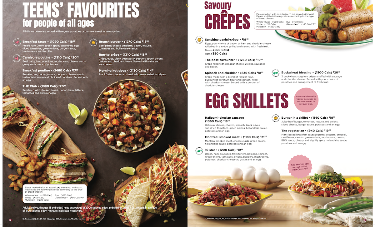 Menu, Cora Breakfast and Lunch