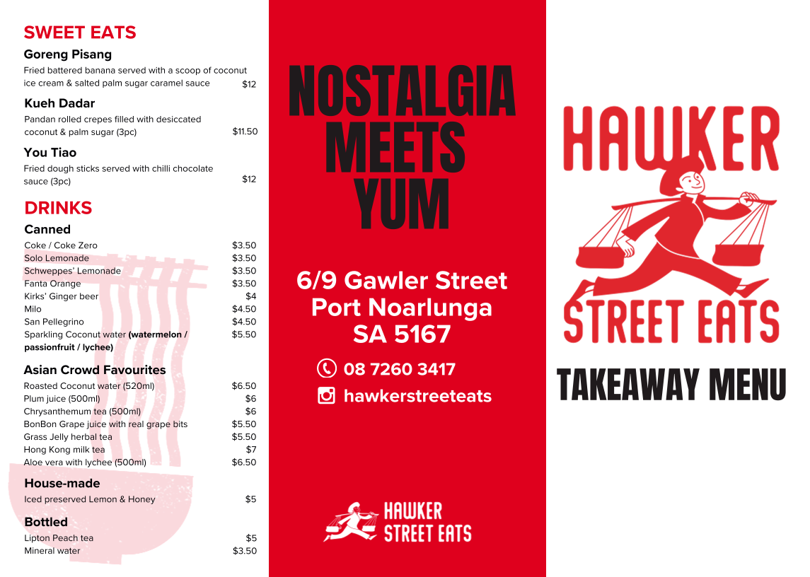 Menu, Hawker Street Eats
