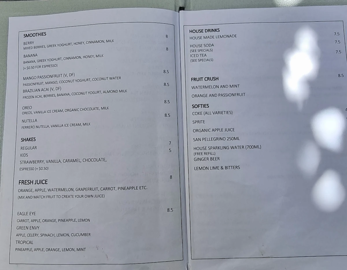 Menu, Brick Lane Espresso