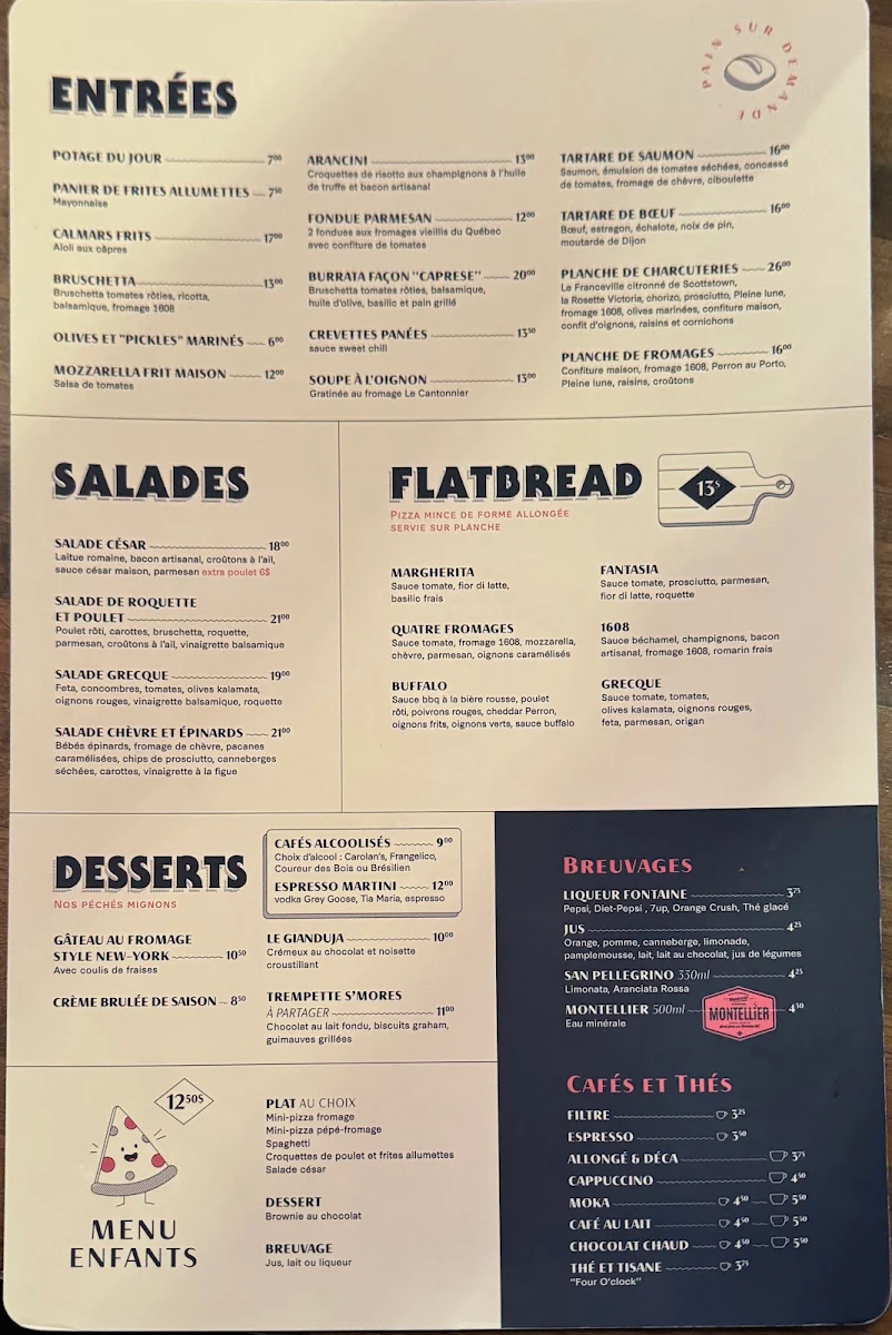 Menu, Sapristi...bistro bar