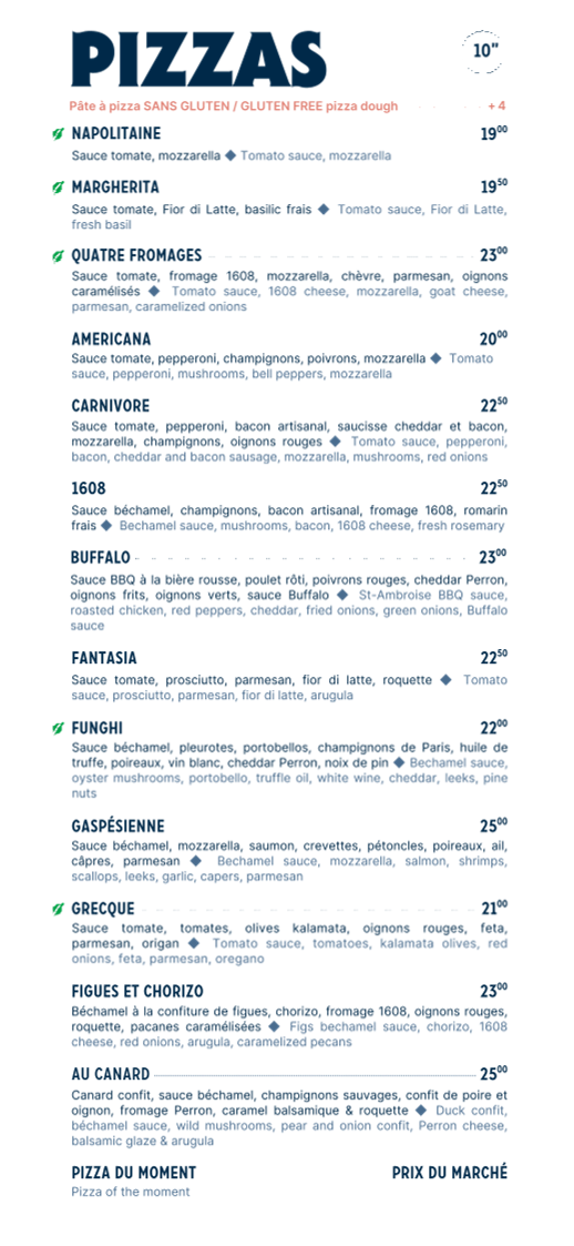 Menu, Sapristi...bistro bar