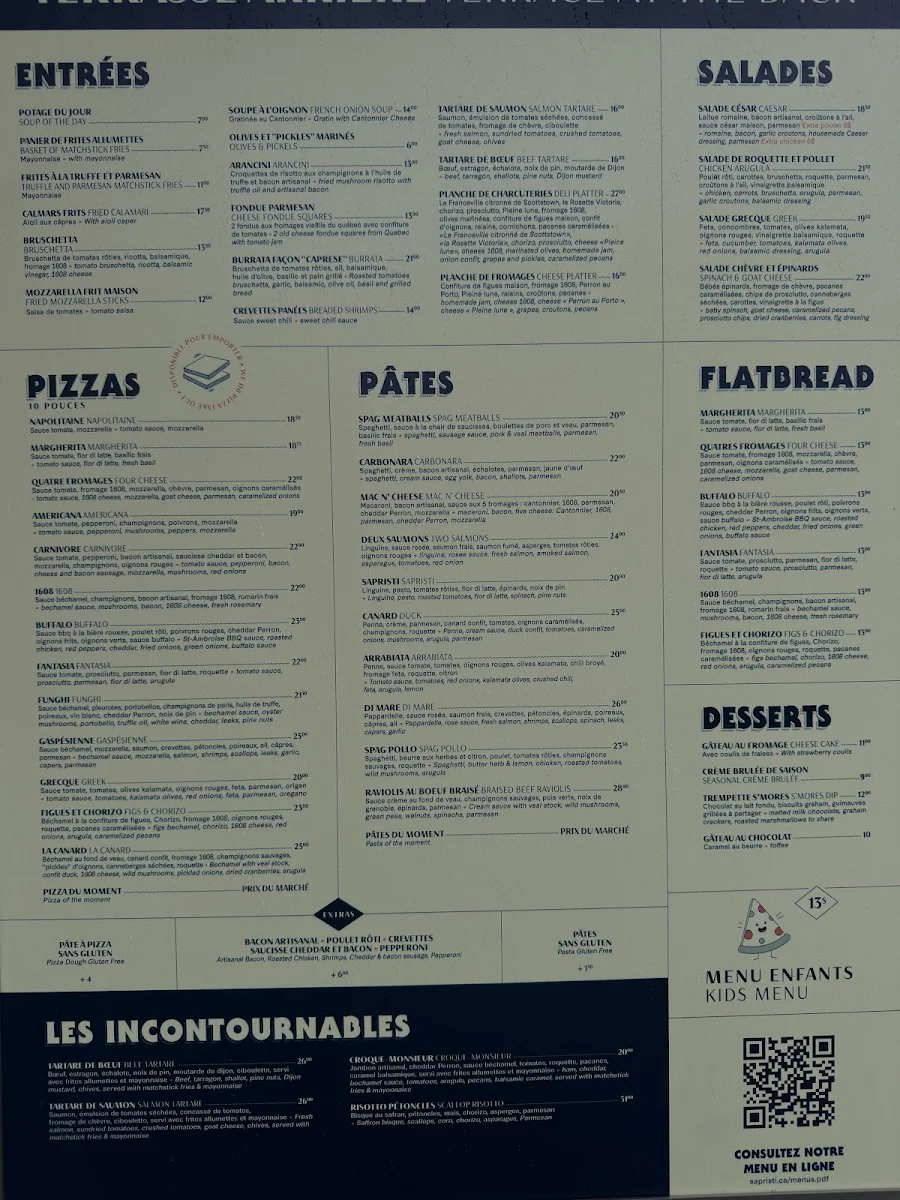 Menu, Sapristi...bistro bar