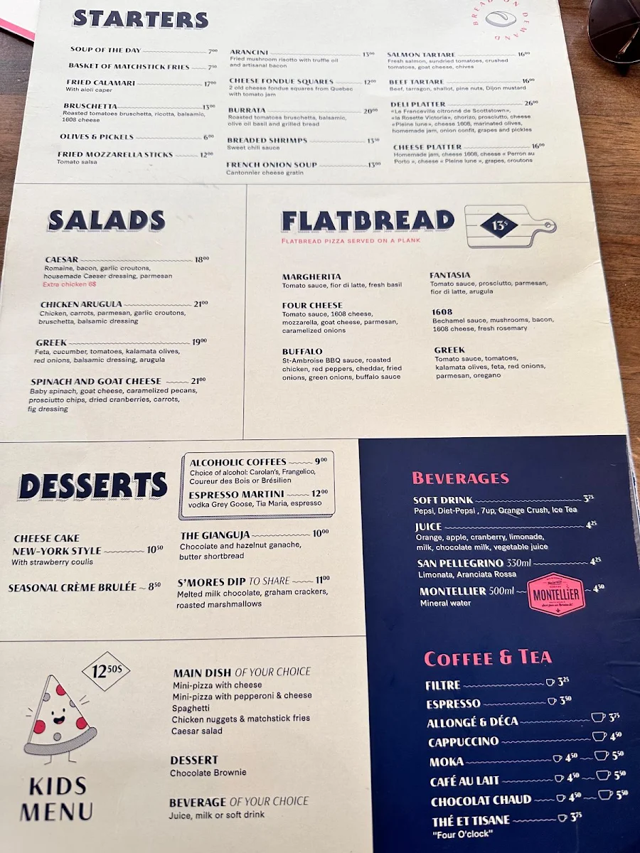 Menu, Sapristi...bistro bar