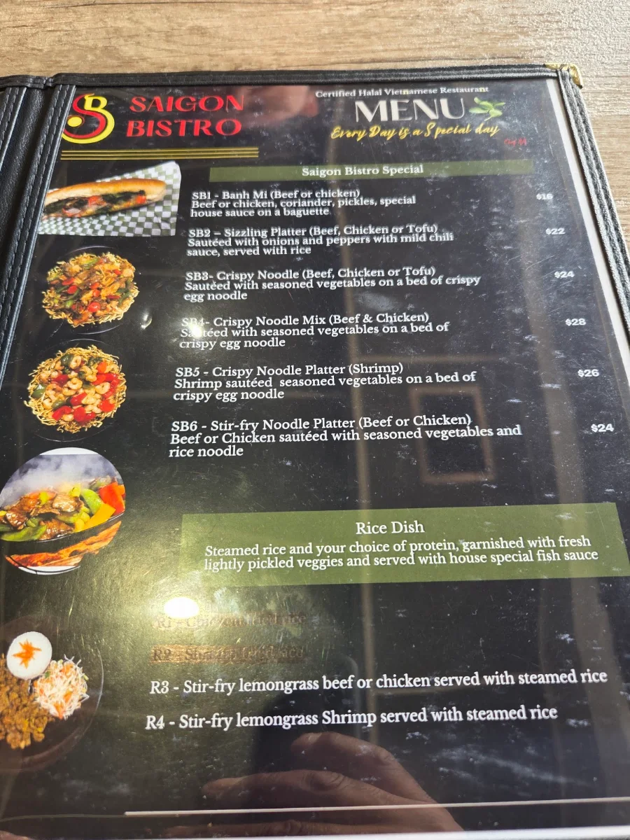 Menu, Saigon Bistro