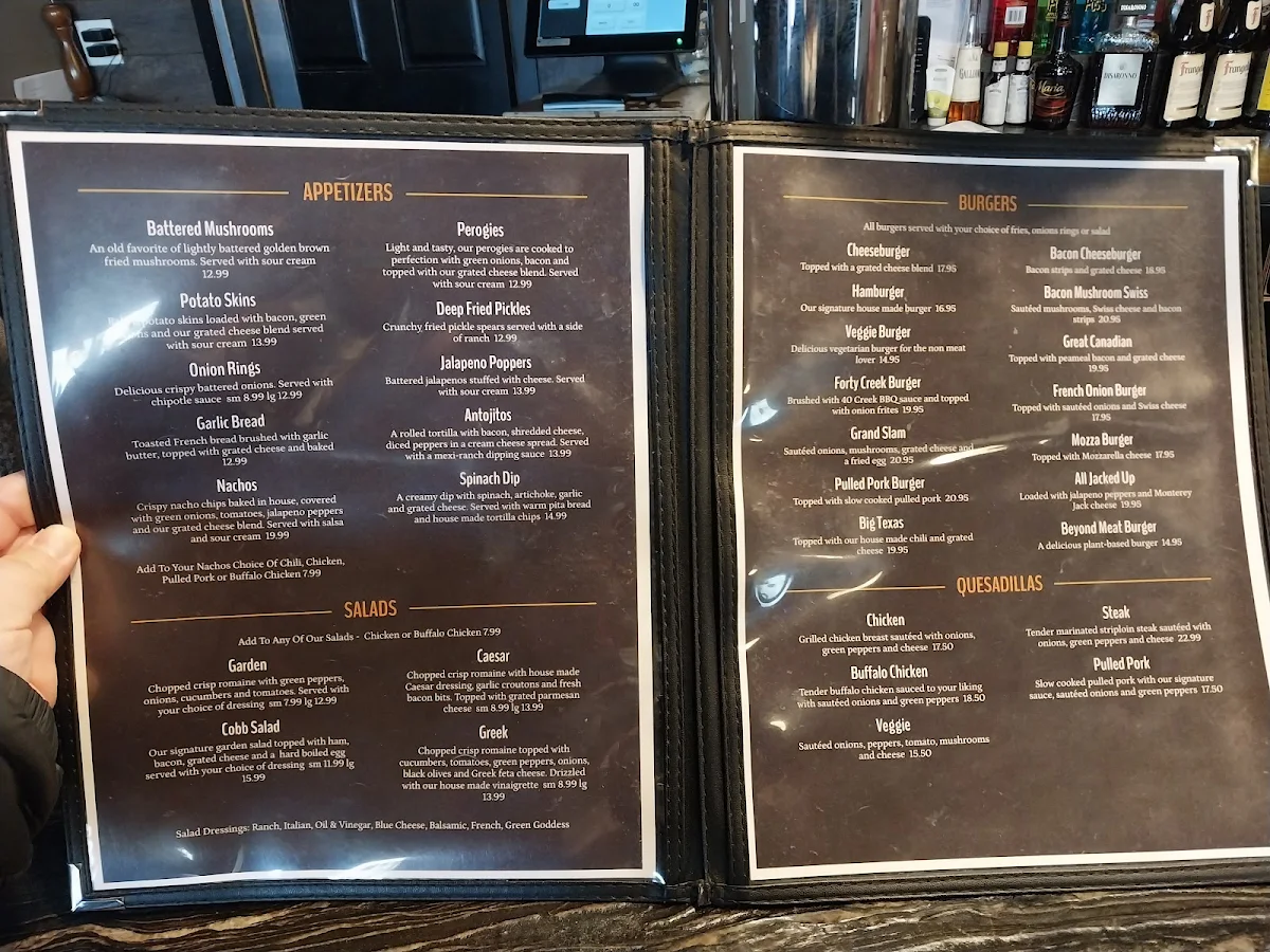 Menu, M&M Bar and Grill