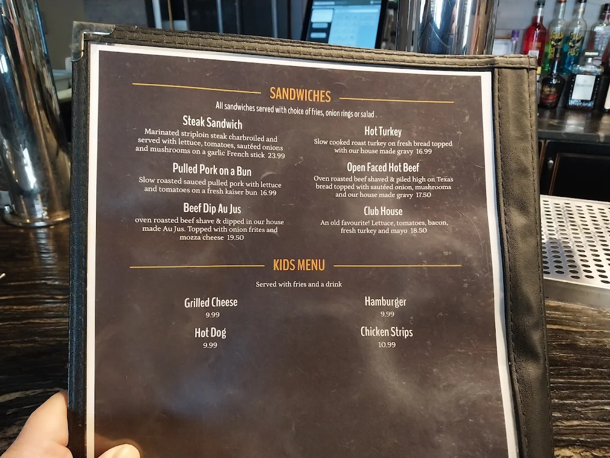 Menu, M&M Bar and Grill