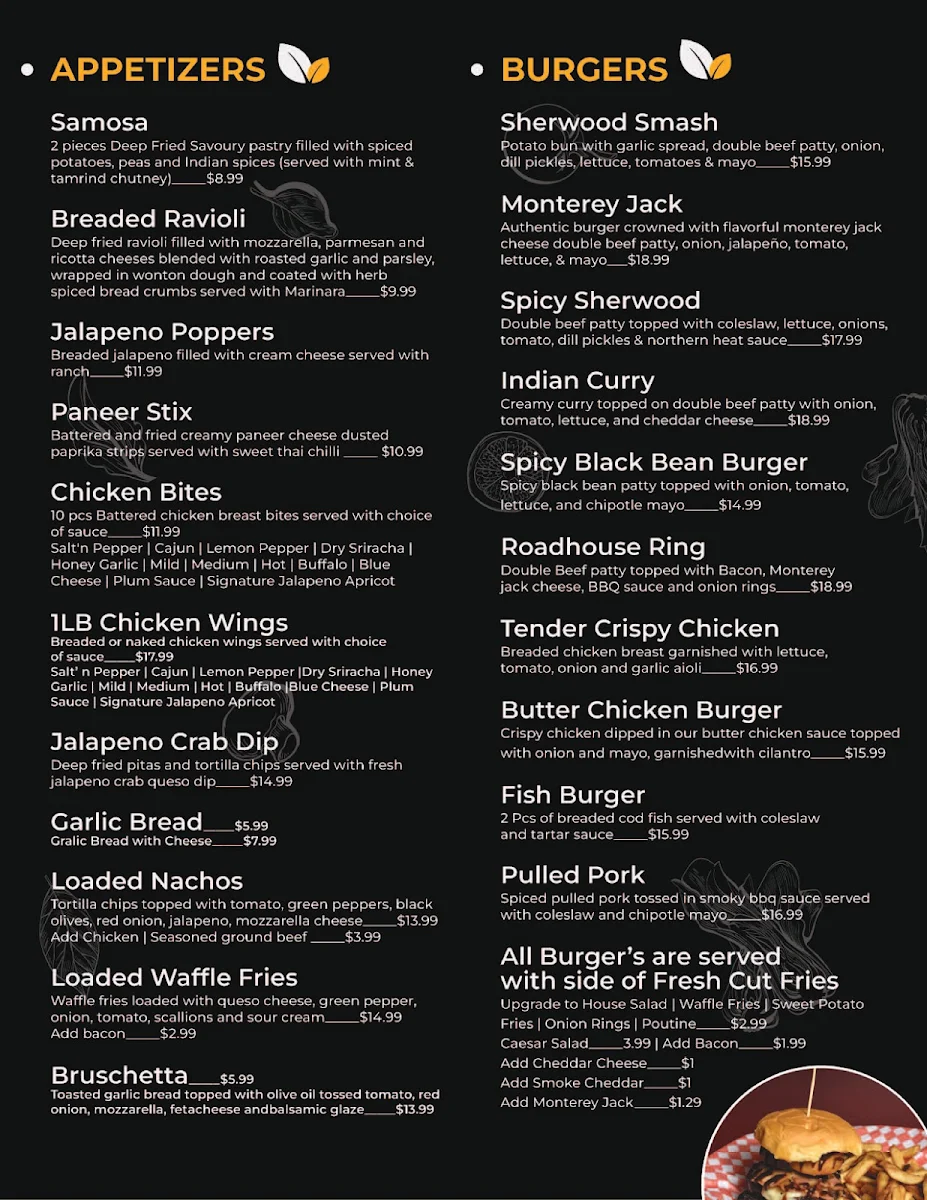 Menu, Sherwood Village Restaurant