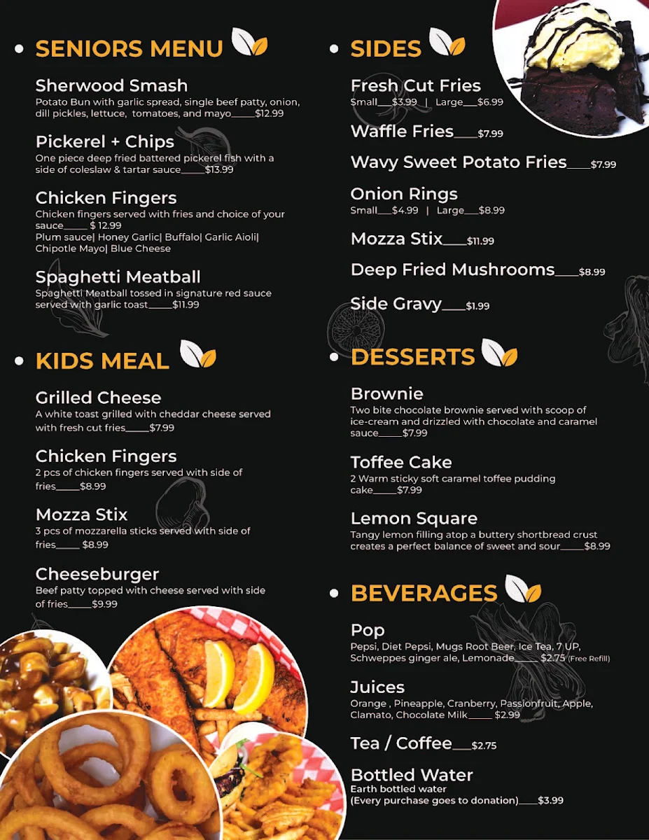 Menu, Sherwood Village Restaurant