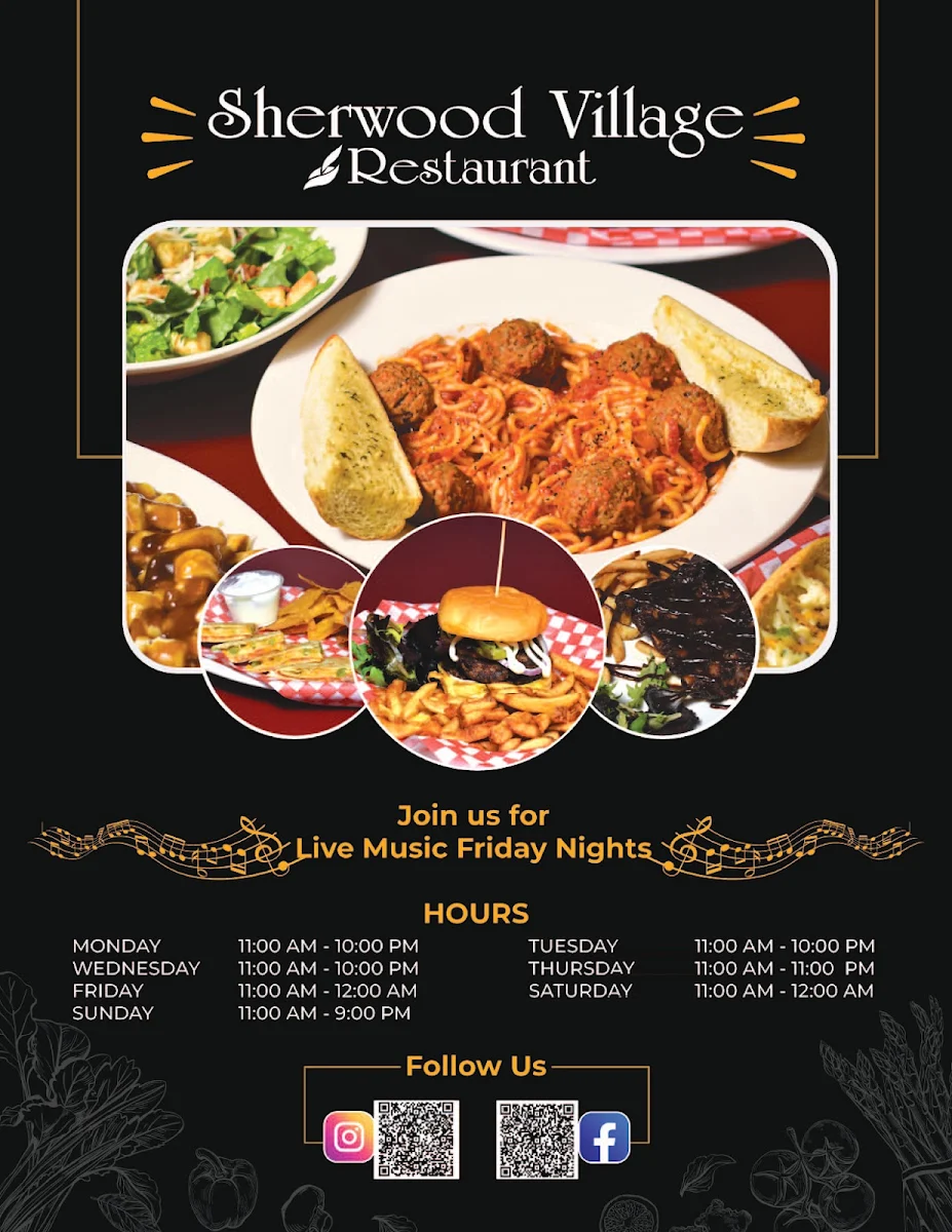 Menu, Sherwood Village Restaurant